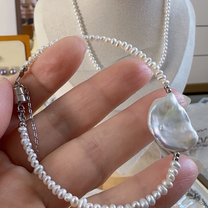 未镶嵌淡水珍珠极光炫彩大花瓣强光有正常生长纹