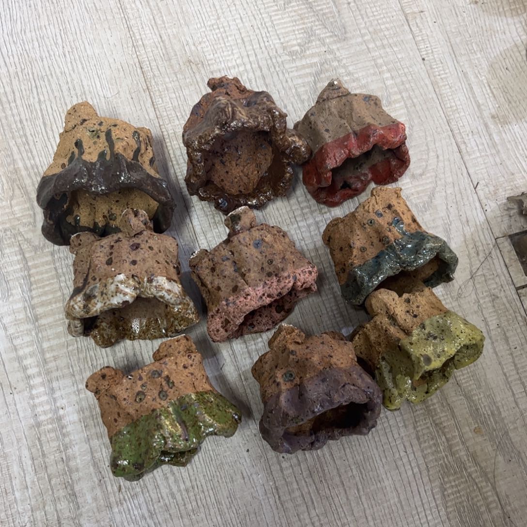 泥塑古镇炻陶花盆