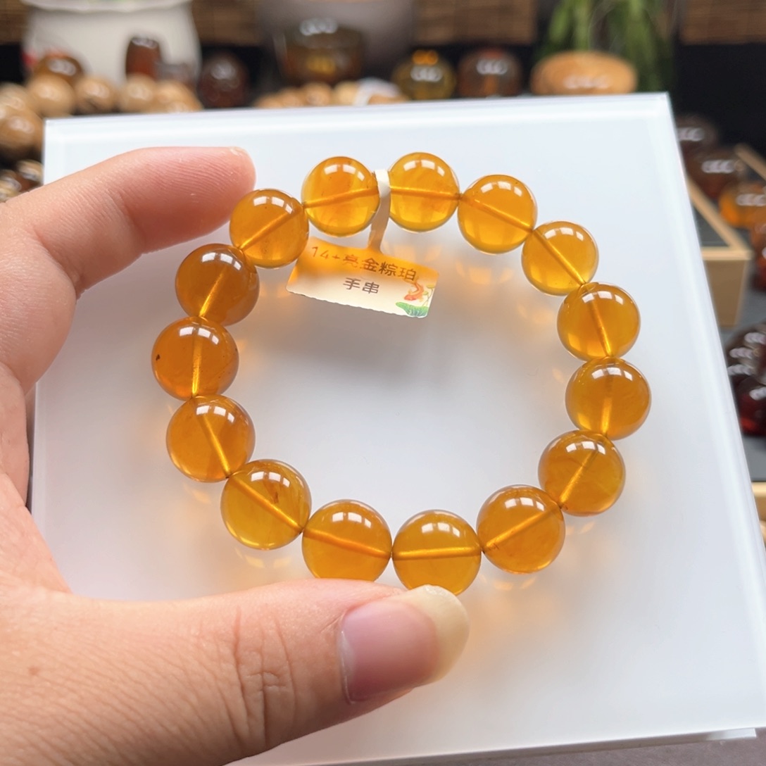 未镶嵌琥珀手串亮金棕珀手串