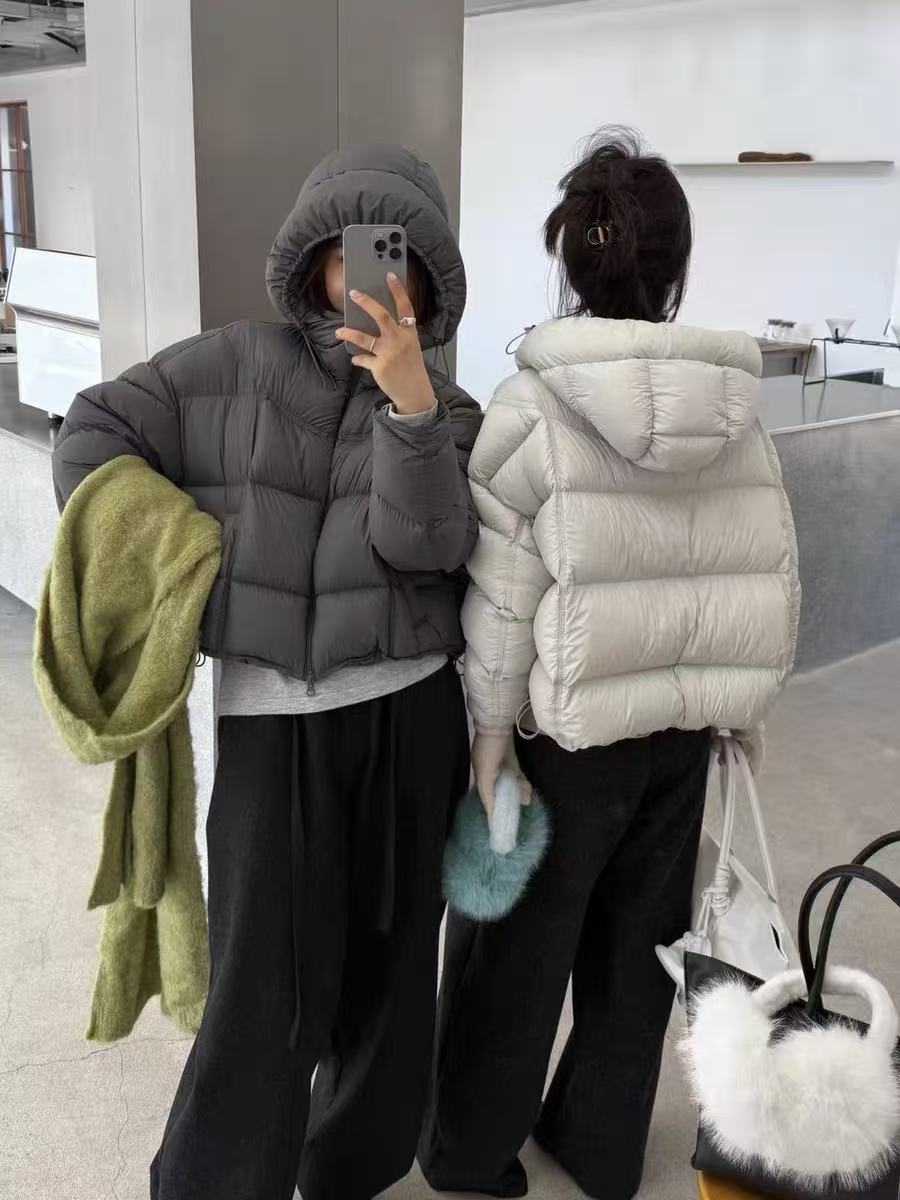 【俪宝】云朵泡芙2.0  90白鸭绒龟背款休闲百搭纯色短款连帽羽绒服
