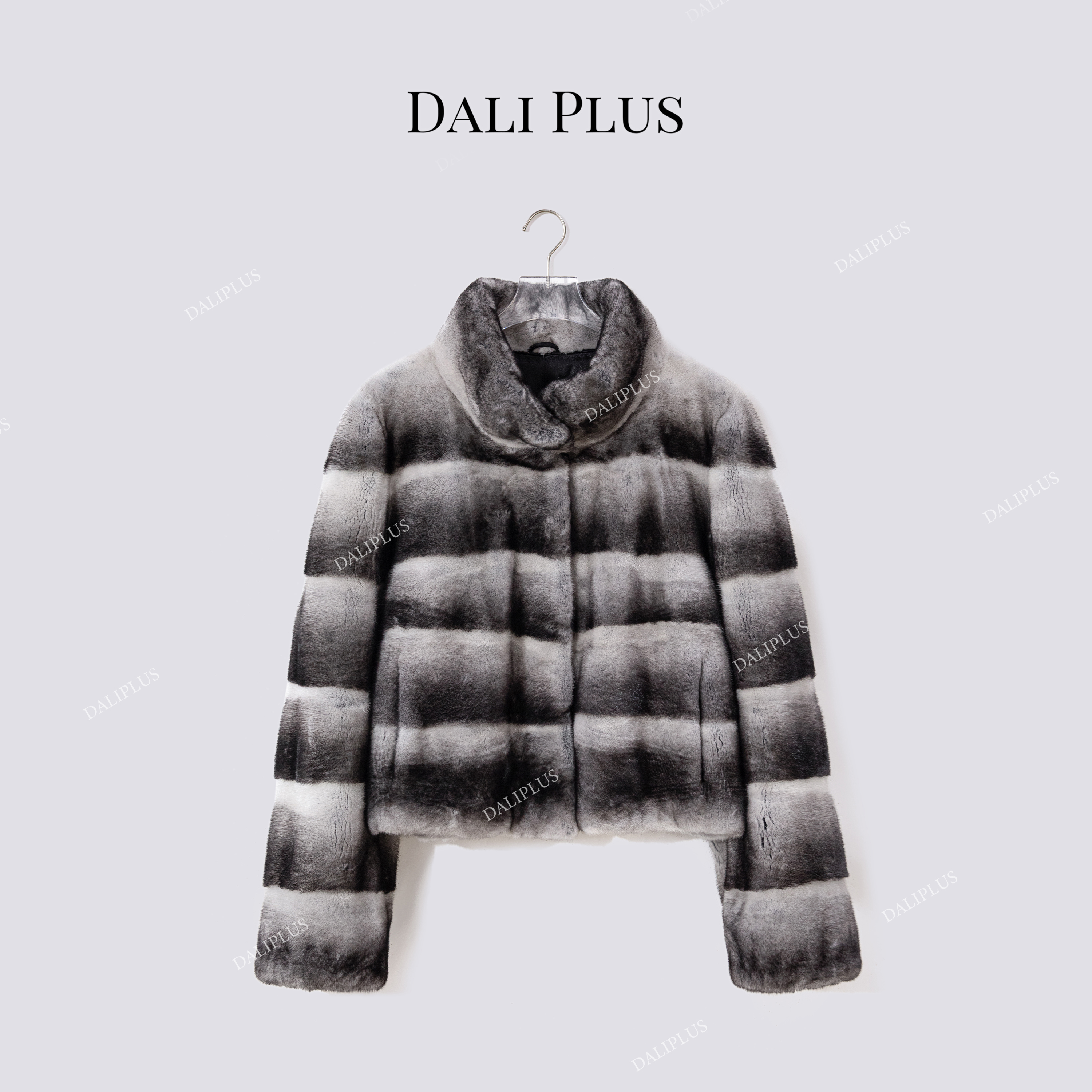 DALI PLUS“进口皇冠级龙猫色水貂皮草‘’横排皮草外套-D5MM3384