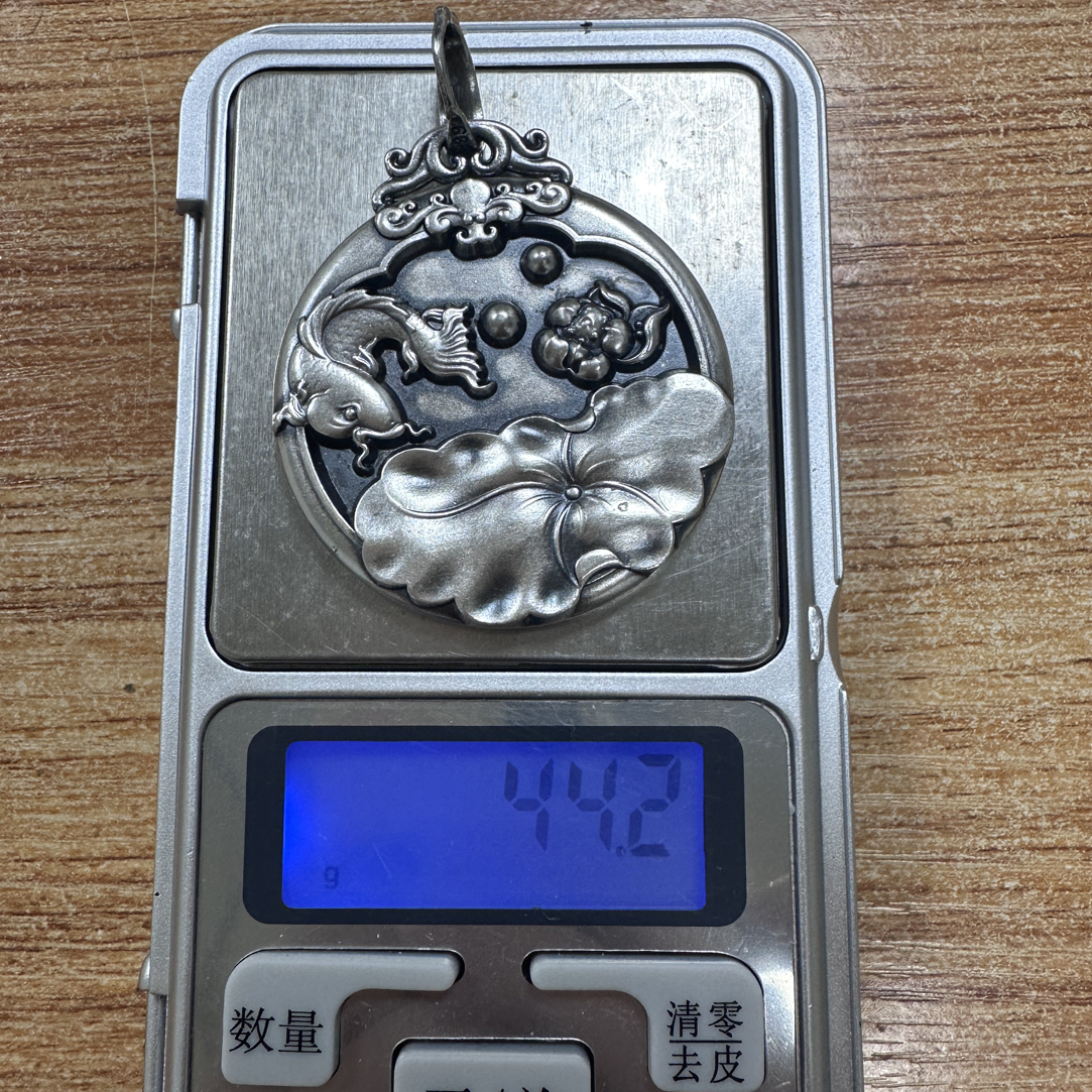 吊坠足银 吊坠足银 足银999莲花鲤鱼吊坠44.2克