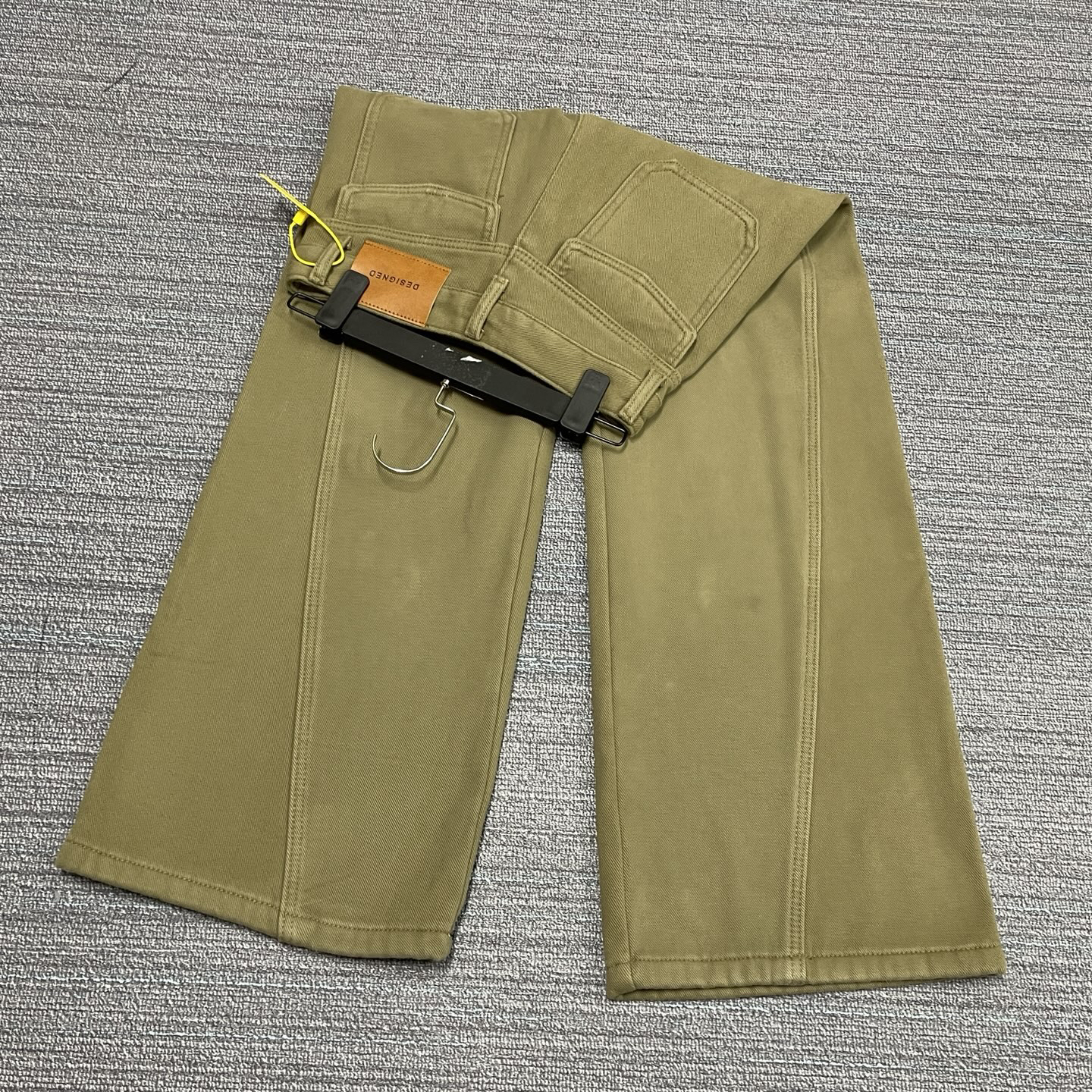 #A16-2283 加绒-厚绒卡其美式个性阔腿弯刀裤 无弹（不换退）