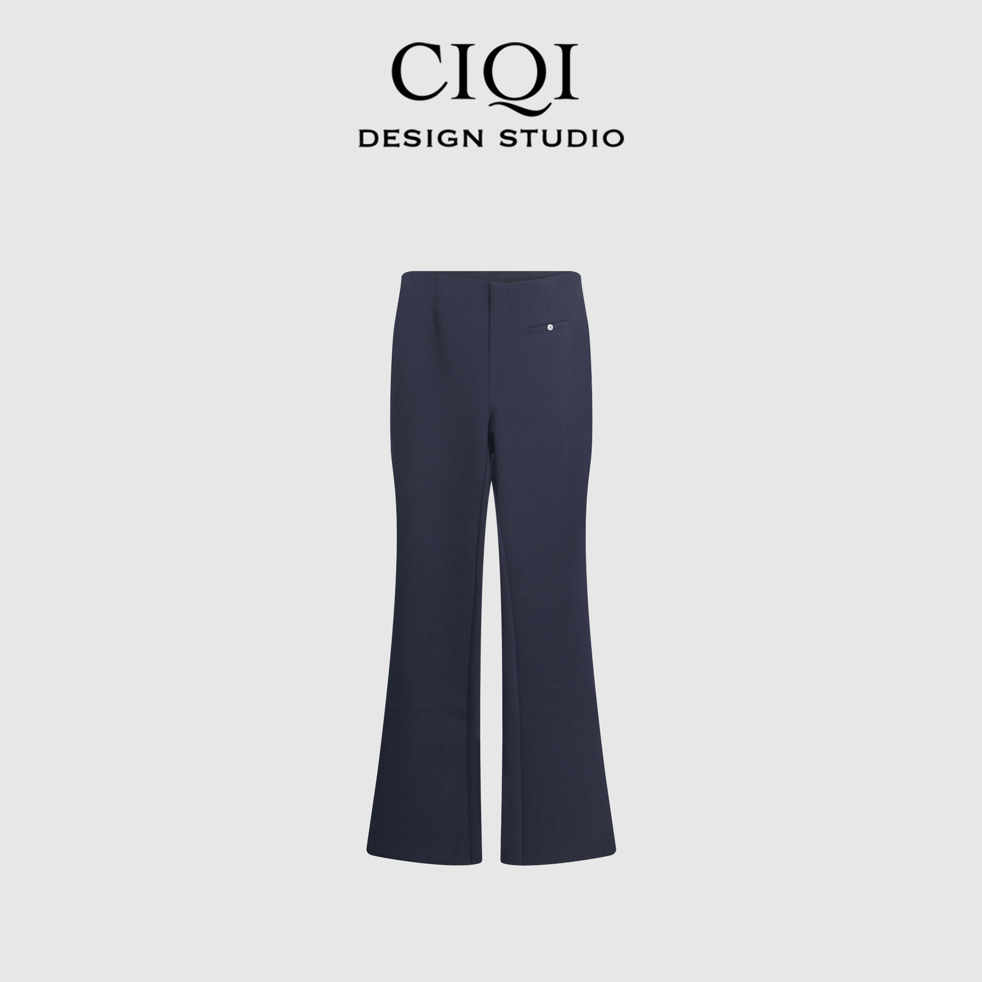 CIQI STUDIO秋冬设计感含羊毛加厚显瘦百搭西装裤型微喇裤886180