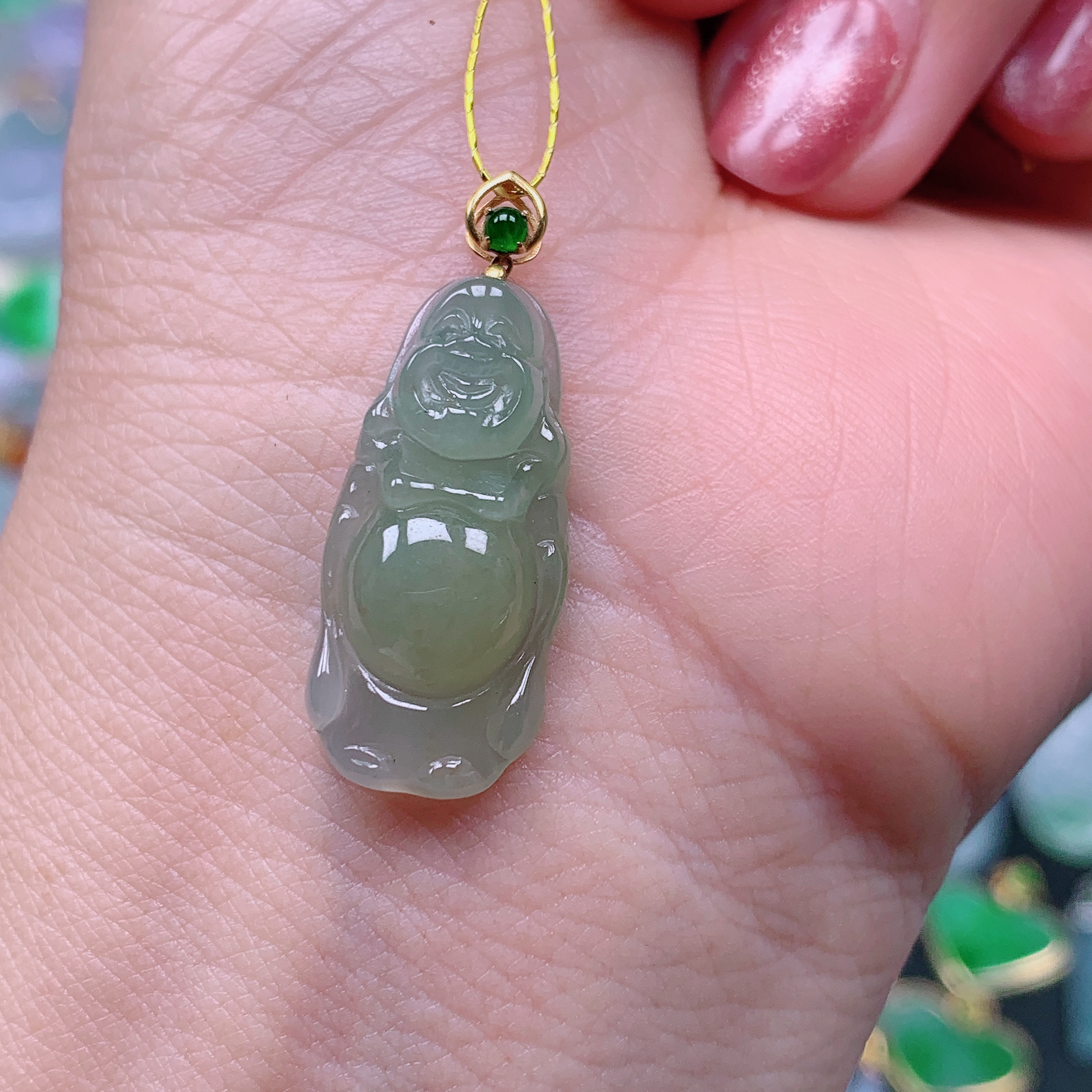 缅甸天然A货翡翠，编号9/1225尺23.7-11.3-5.8