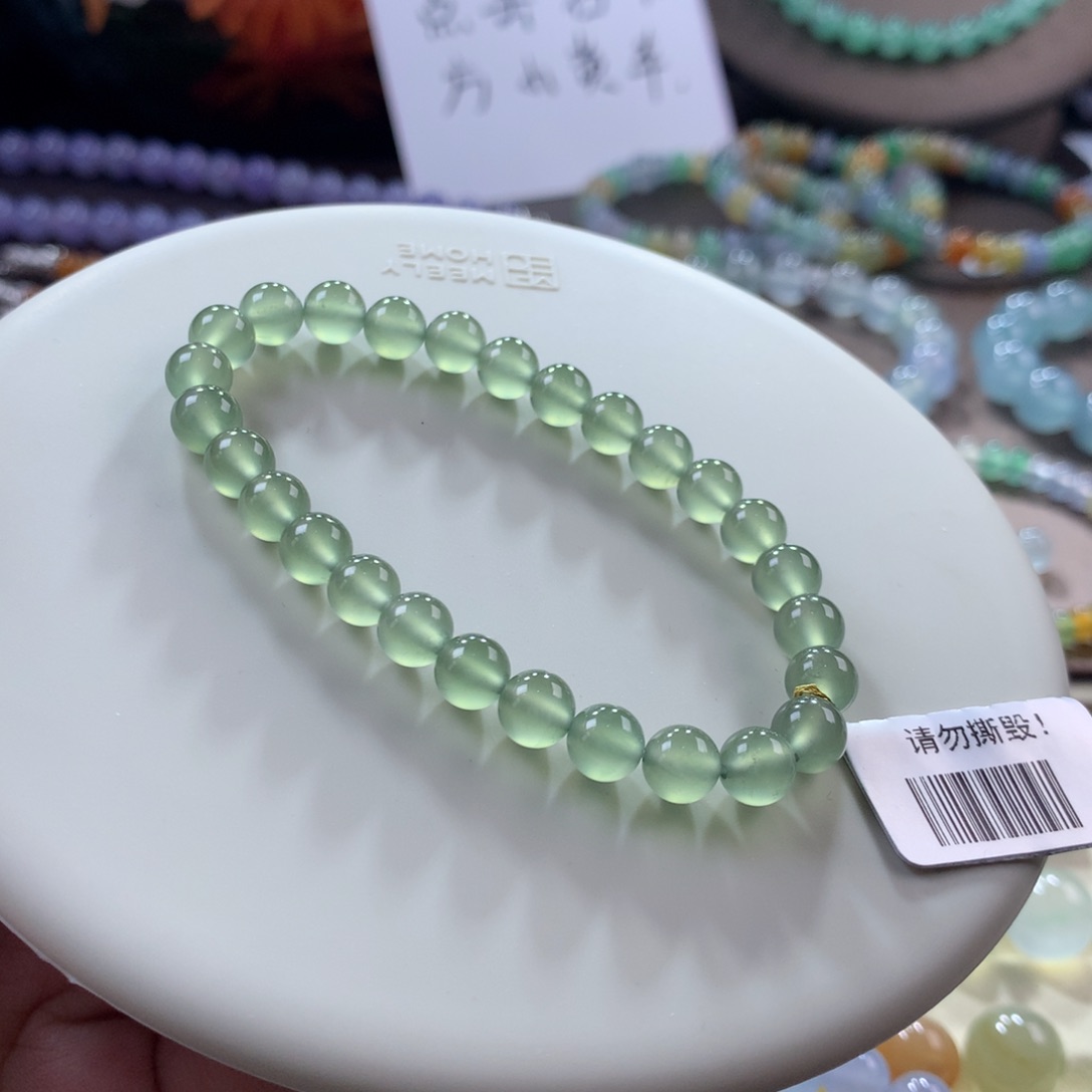 翡翠手链未镶嵌玻璃起刚橄榄绿