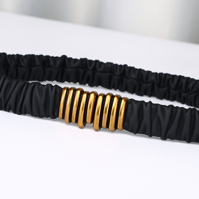 小羊皮腰带女百搭真皮装饰束腰配裙子大衣收腰时尚腰封黑色皮带女