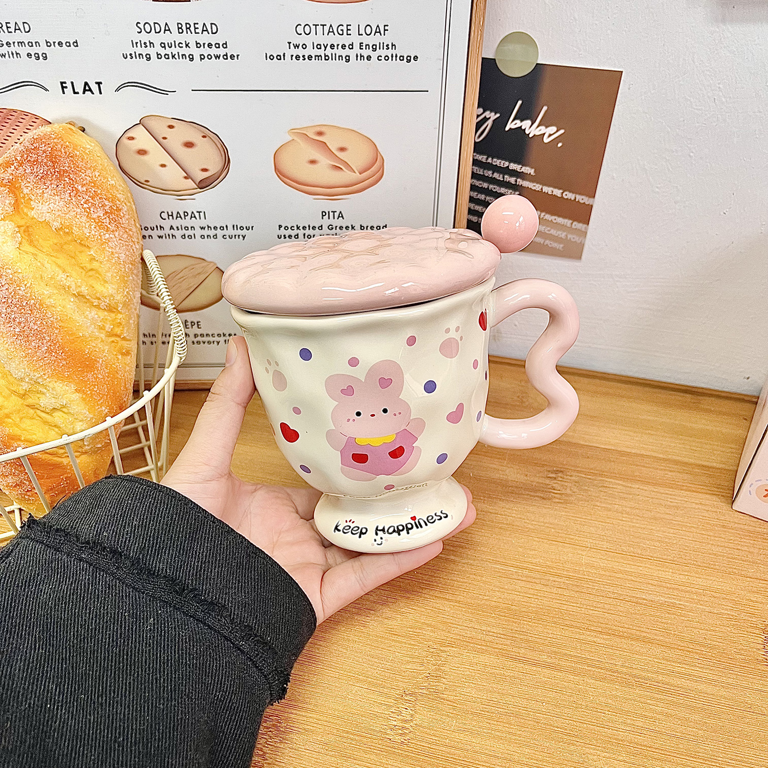 ins风马克杯带盖勺高颜值陶瓷杯子情侣喝水杯家用咖啡早餐杯儿童