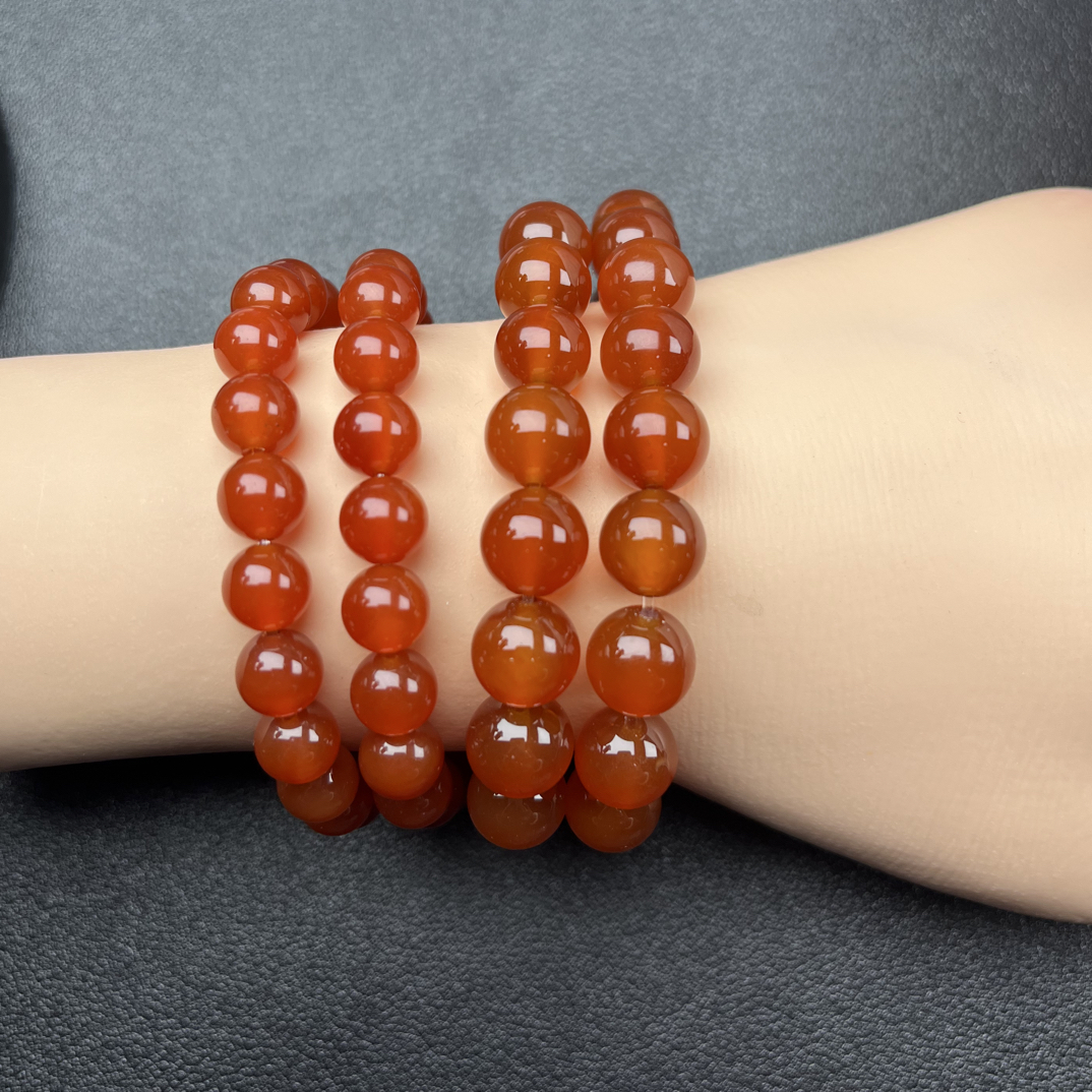 高冰红玛瑙手串时尚气质女