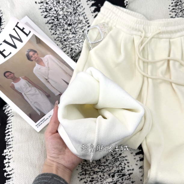 冬季必入【升级口袋款】加绒阔腿裤超柔垂感高腰显瘦糯米直筒窄版裤