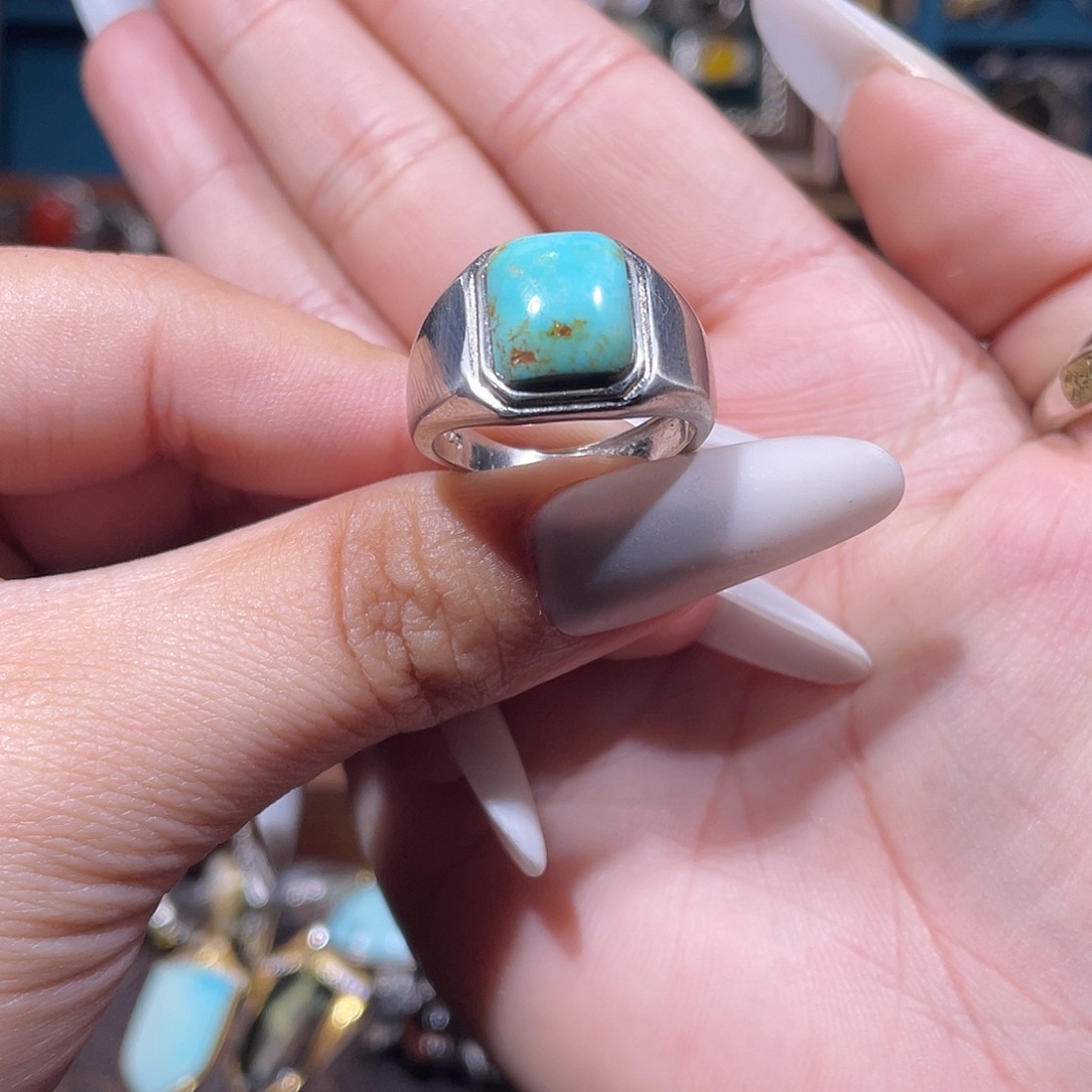 *****绿松石银S925镶嵌戒指戒指