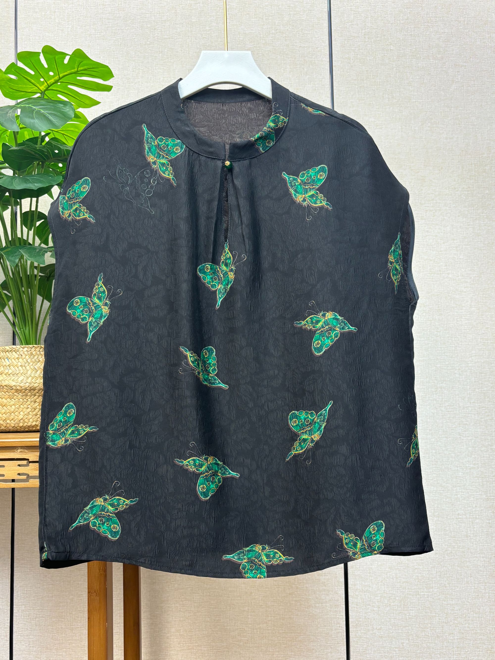 【迷蝶】新中式百搭提花宽松复古上衣小衫女188