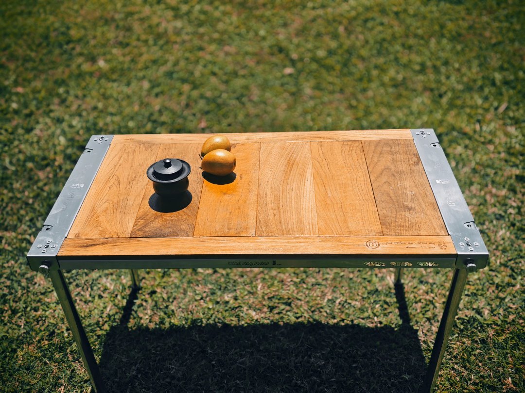 风蝉风吟户外桌（原木）：缅甸柚木 IGT三单元