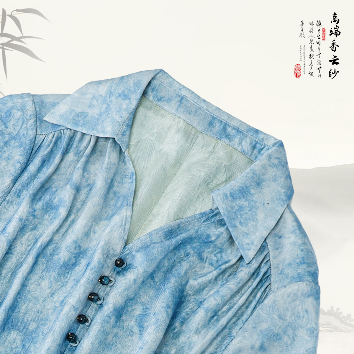 品牌新款桑蚕丝宽松印花收腰V领连衣裙42212