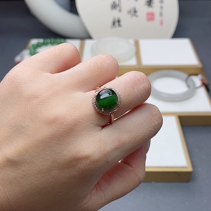 和田玉戒指银S925镶嵌az