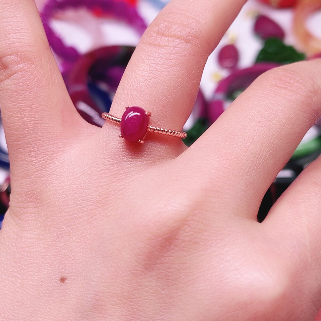 银S925镶嵌戒指红宝石