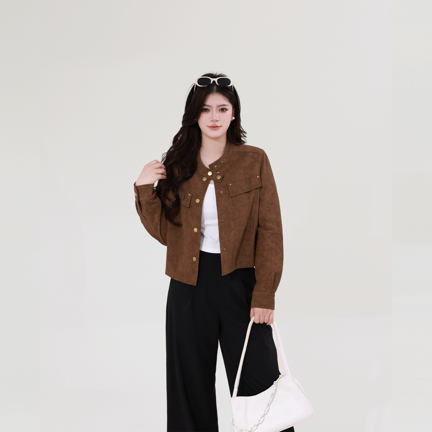 【秋日邮差】蛋妹大码女装微胖mm秋季复古精致机车风外套DM32053