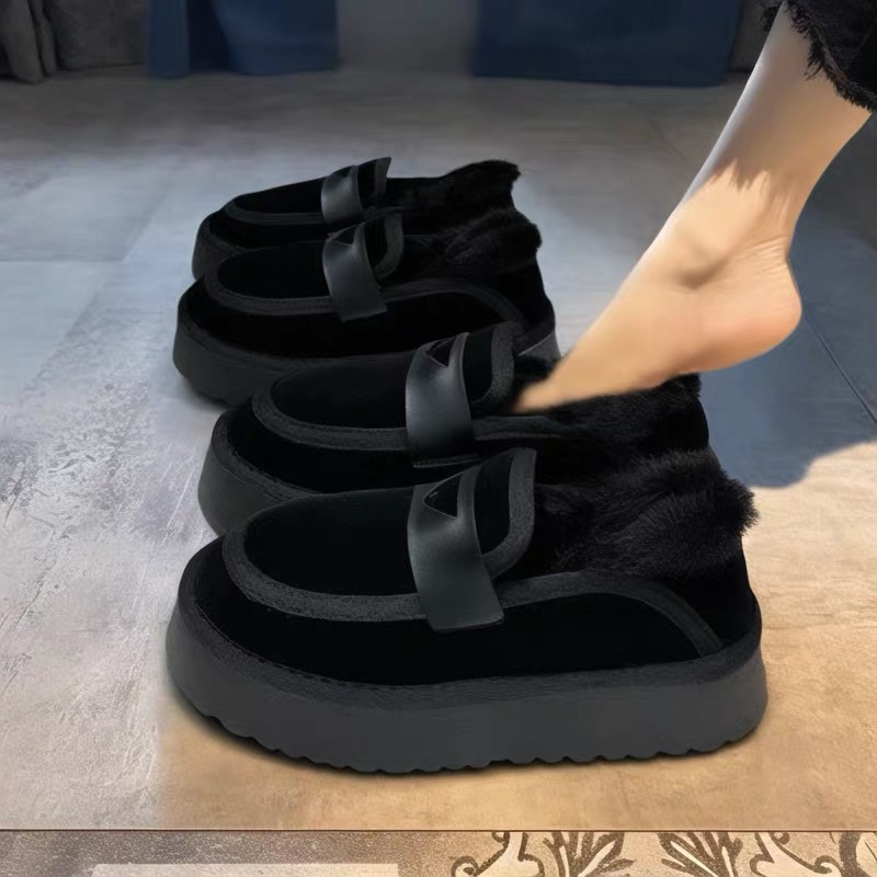 甜美平底拼色休闲雪地靴纯色棉鞋冬季韩版9188