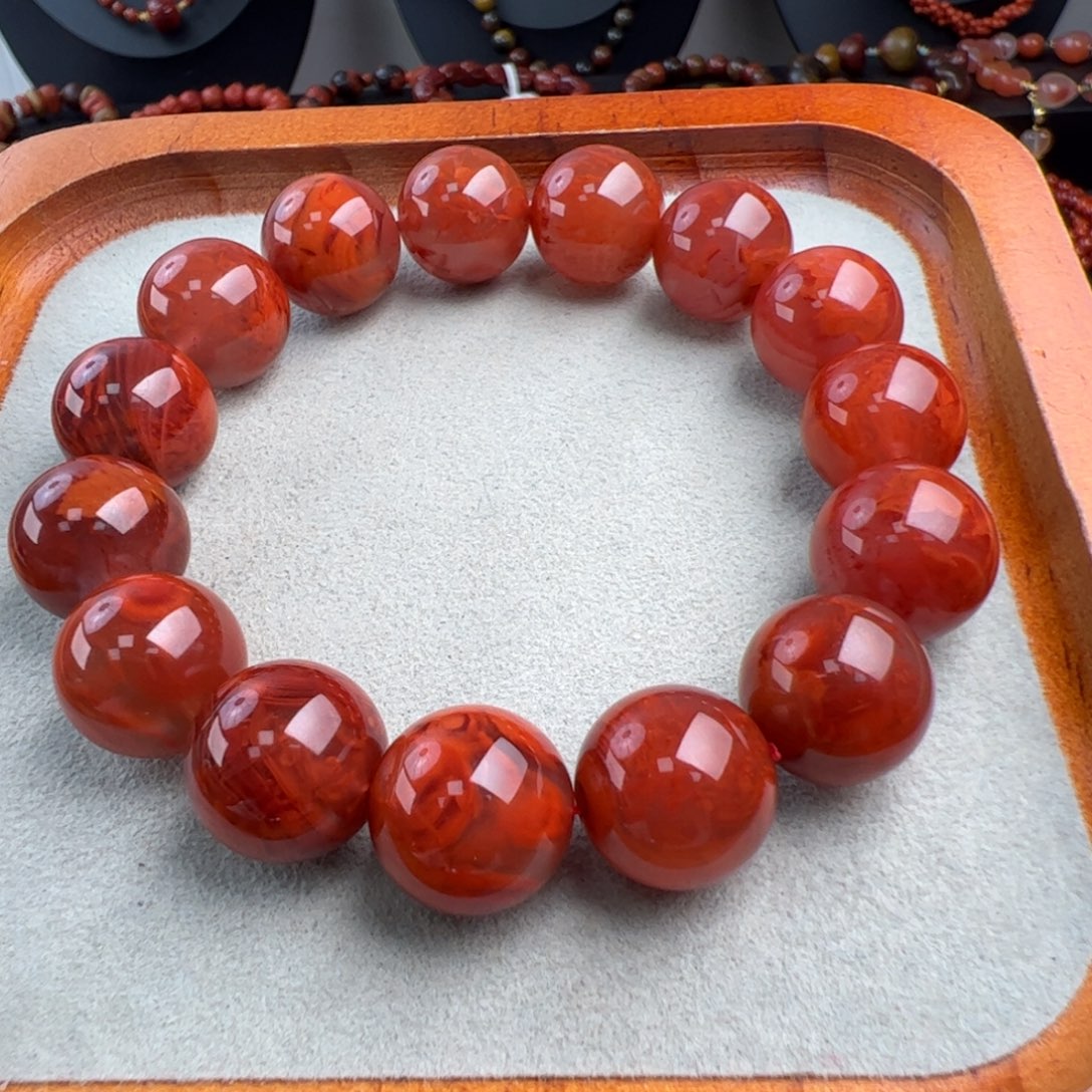 南红玛瑙未镶嵌（玫红火焰14+