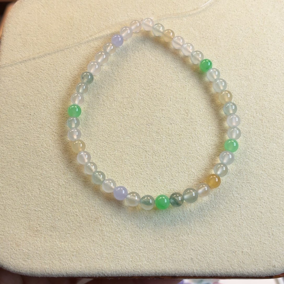 翡翠散珠翡翠A货冰透手串