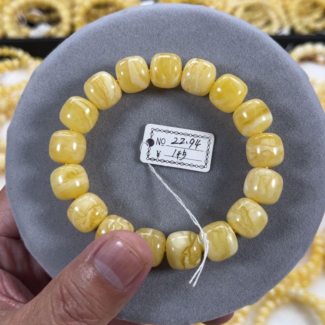 蜜蜡手串未镶嵌纯天然俄料白花虎皮