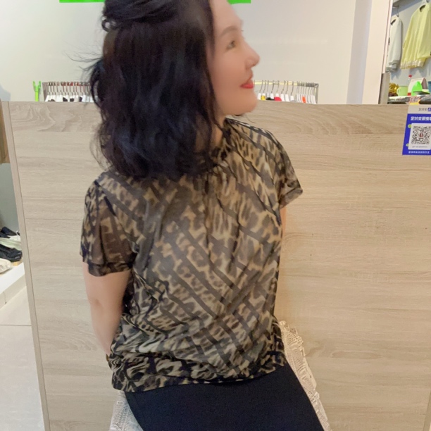 彥竹韩国正品印花花色独特休闲女士上衣韩版夏季豹纹洋气百搭时尚