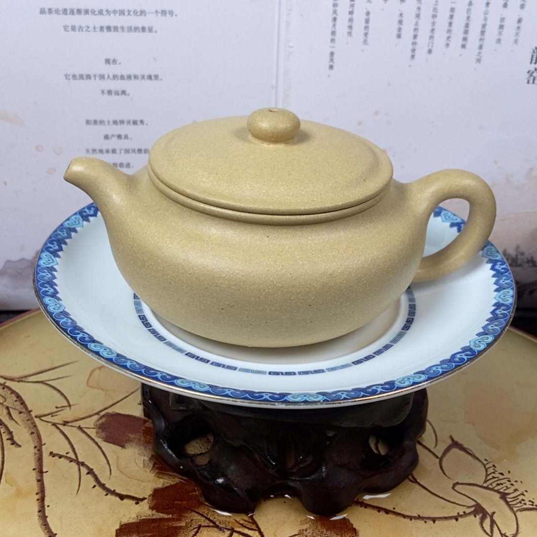 紫砂茶壶大水潭本绿全手220