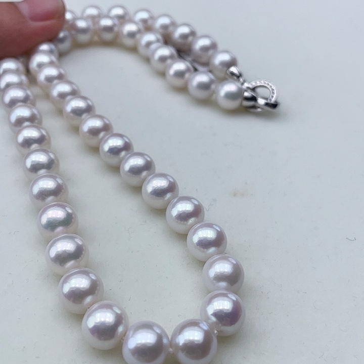 淡水珍珠颈饰银S925镶嵌卡9极光炫彩高品