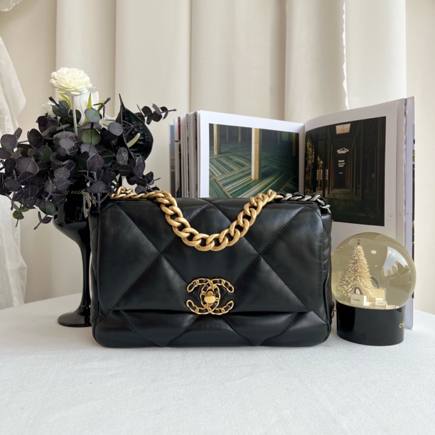 99新 Chanel/香奈儿 香奈儿黑金19bag小号斜挎包 24年芯片款