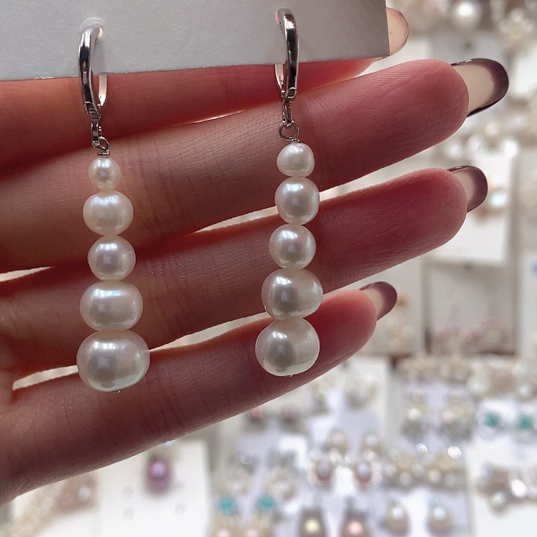 银S925镶嵌淡水珍珠耳饰