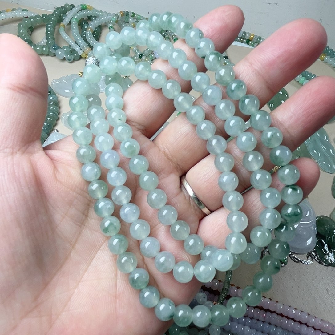 翡翠未镶嵌颈饰卡7➕圆珠链