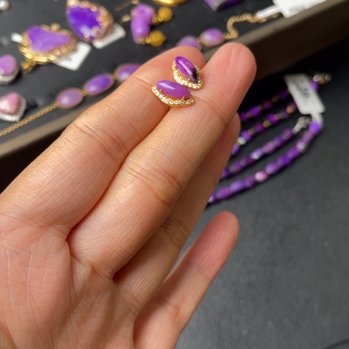 苏纪石（舒俱来）银S925镶嵌耳环