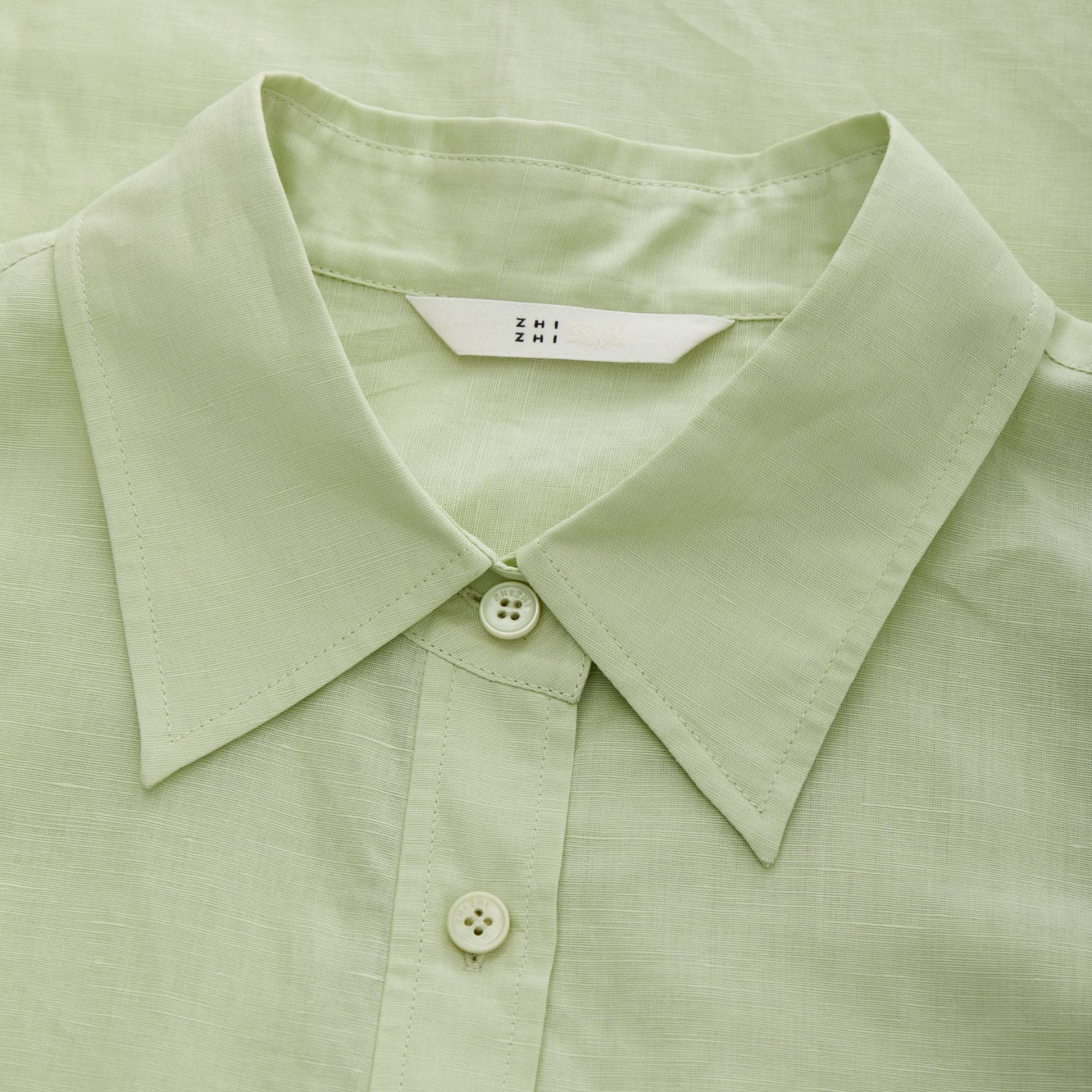 致知 泛青笤 polo休闲衬衫薄款宽松纯色夏季法式绿色ZZ2EAWCS012