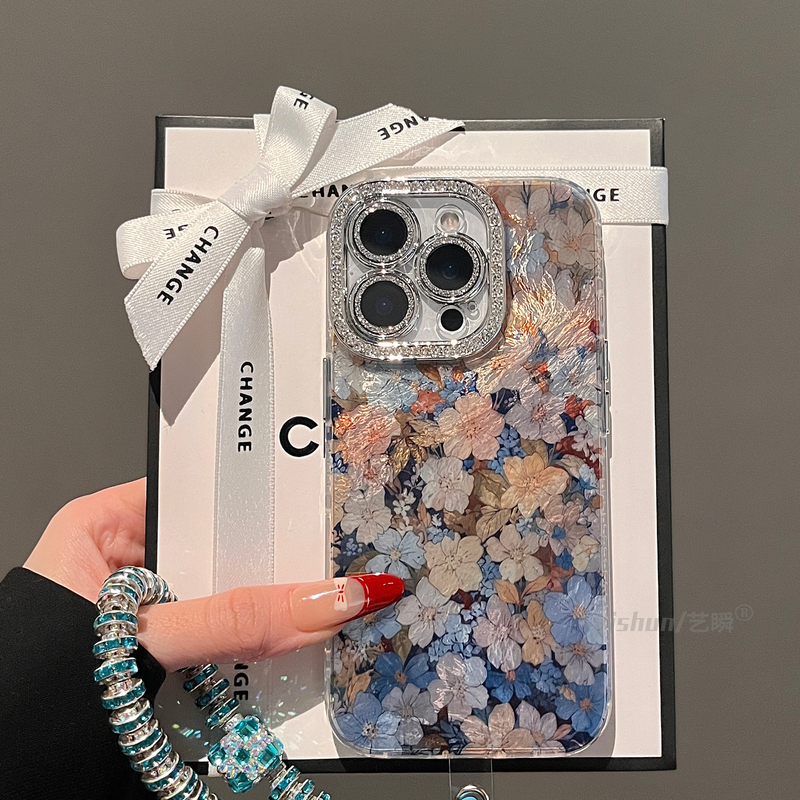 艺术唯美满屏花朵油画14适用苹果16ProMax手机壳春季新款iPhone15