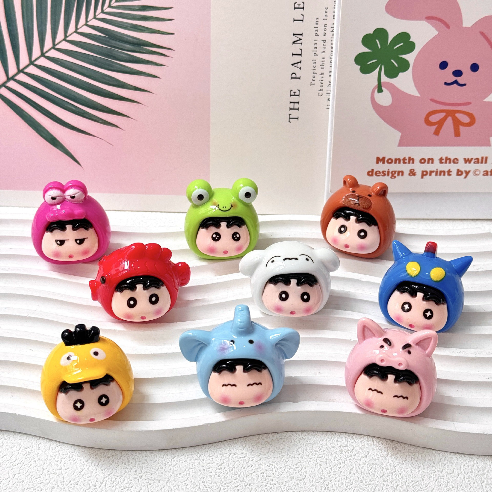 直播拆【九宫格对对碰】可爱创意蜡笔小新公仔桌面车载装饰摆件