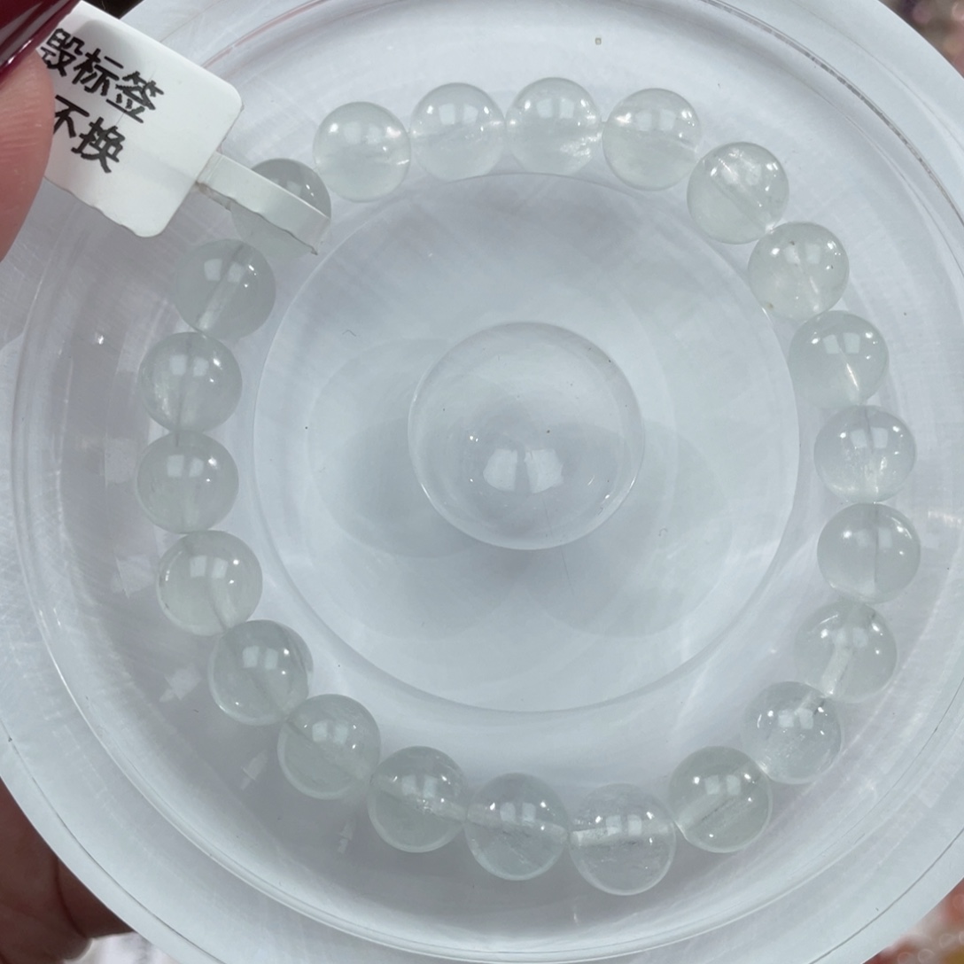 水晶未镶嵌手串010薄荷绿萤石8m+