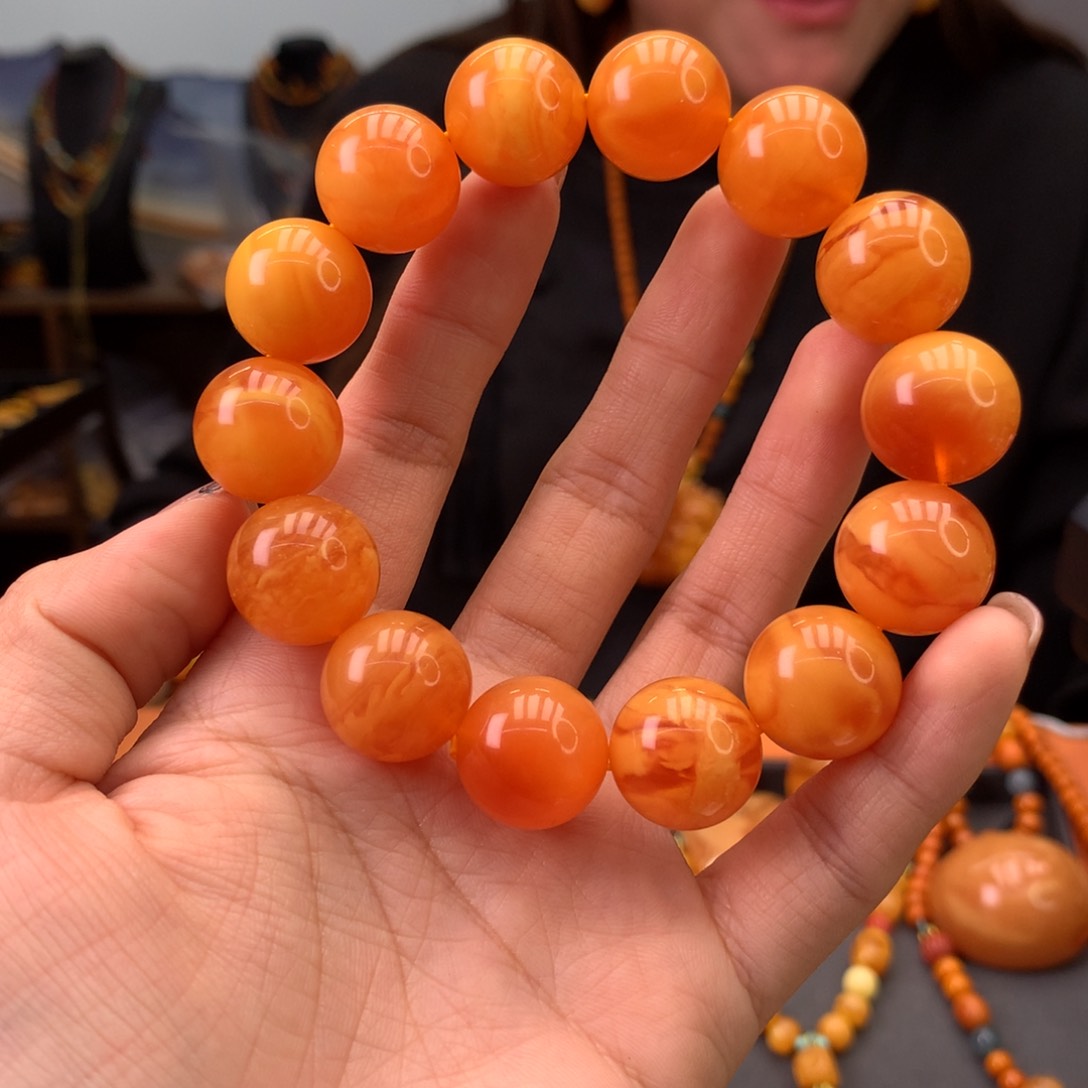 蜜蜡手串未镶嵌天然