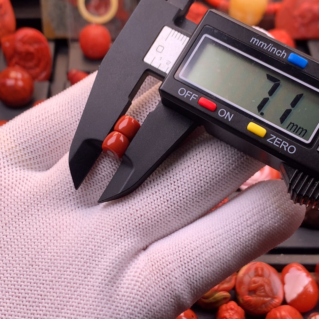 南红玛瑙未镶嵌川料原矿满色满肉直切对珠7mm