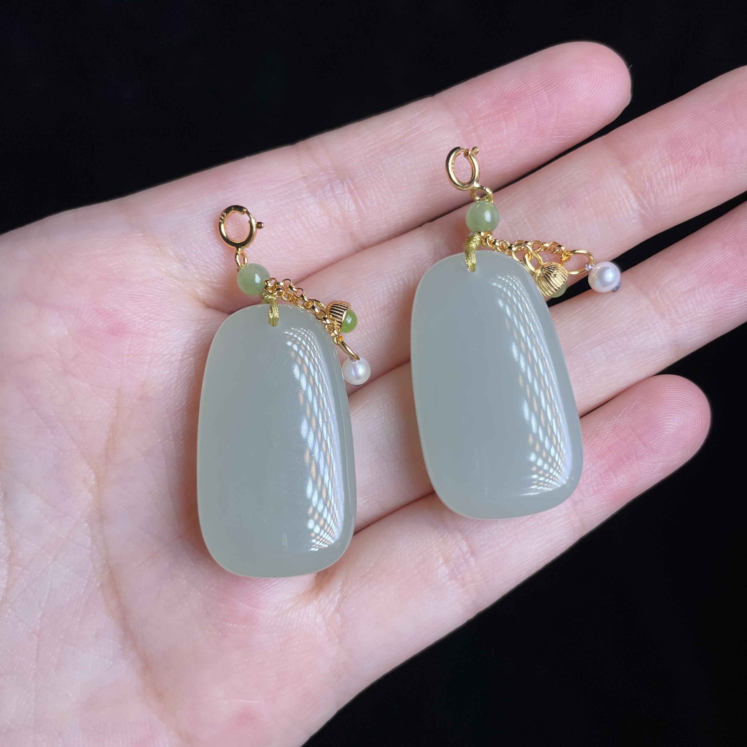 【玉总珠宝】925银和田玉无事牌-约30*17*6mm多样性发一CAN3550118