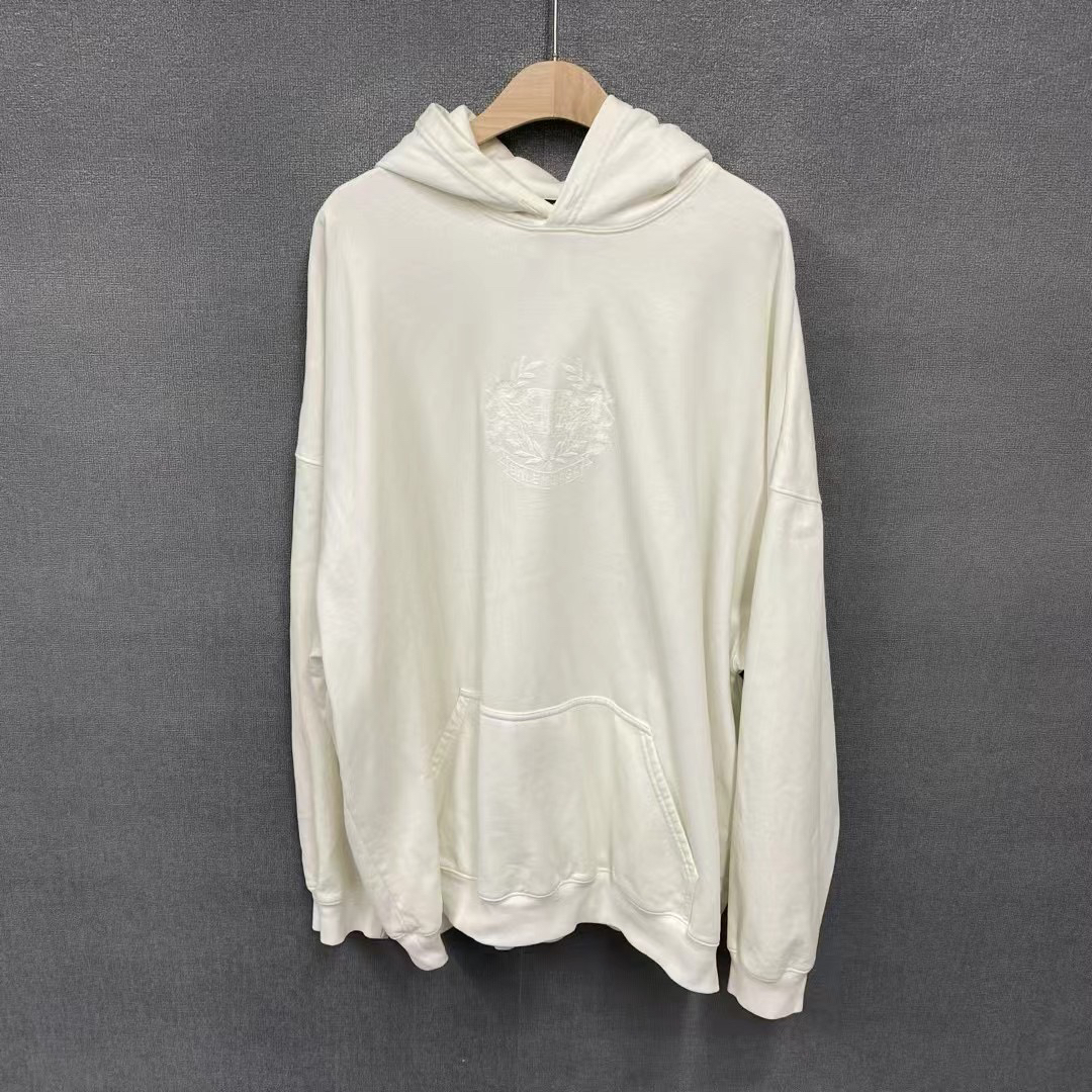 99新 Balenciaga/巴黎世家 双B麦穗刺绣帽衫卫衣xxs码