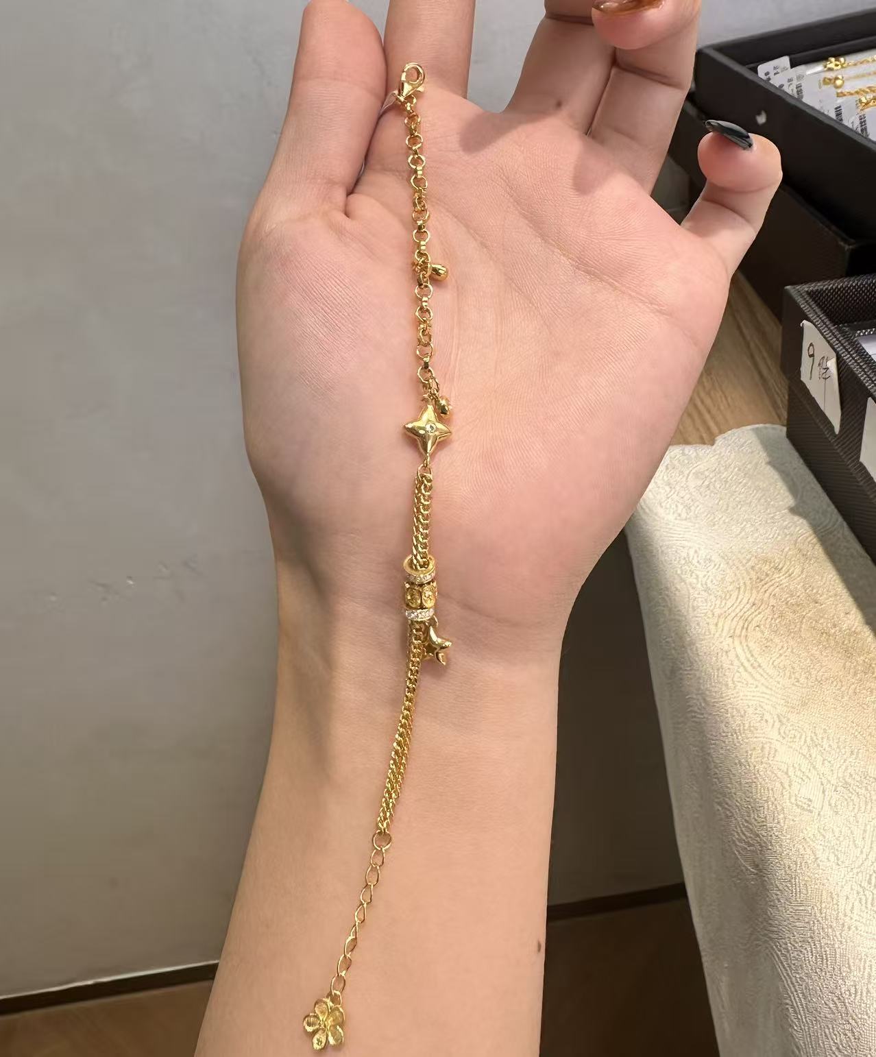 足金999 点钻老花吉言手链