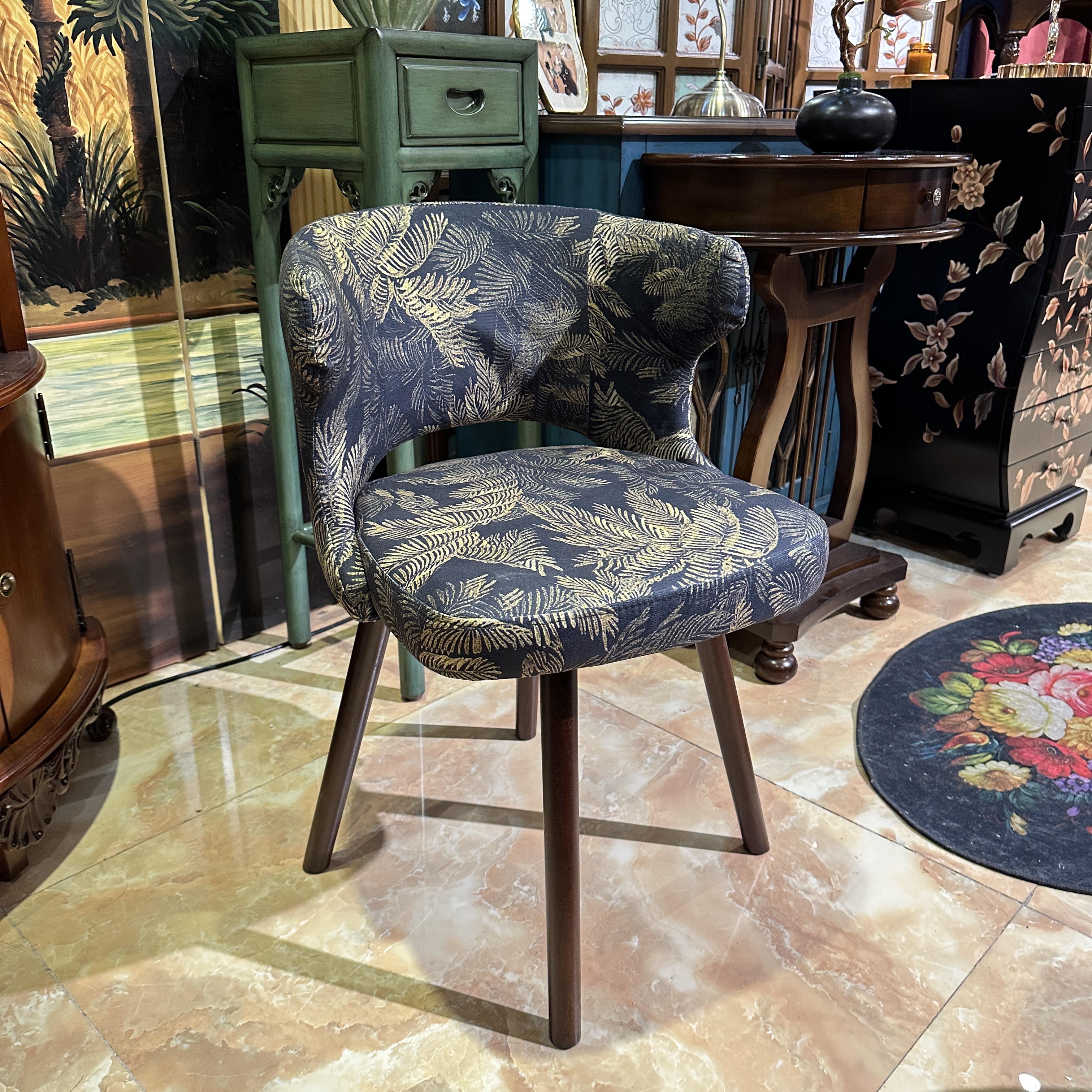 新中式旋转椅实木家用餐椅化妆椅麻将办公椅电脑椅