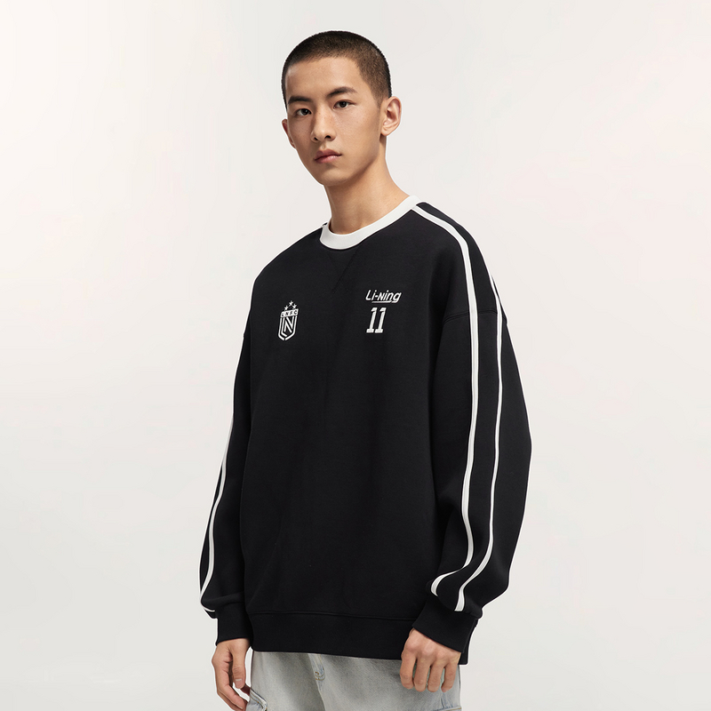 R李宁2025新品套头衫卫衣男女百搭球迷风复古宽松运动卫衣AWDV397