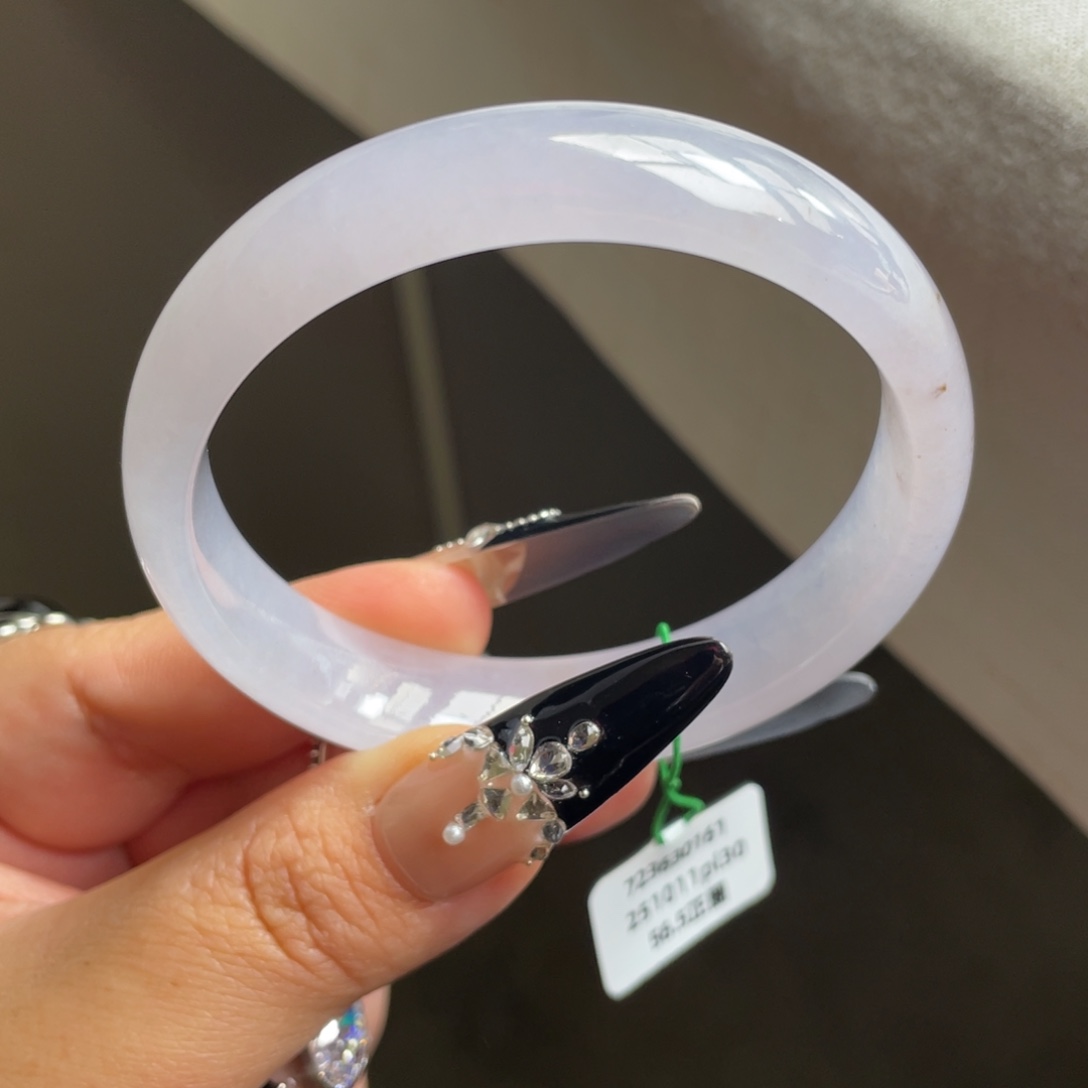 翡翠未镶嵌手镯【小万强推】糯冰粉紫正圈手镯