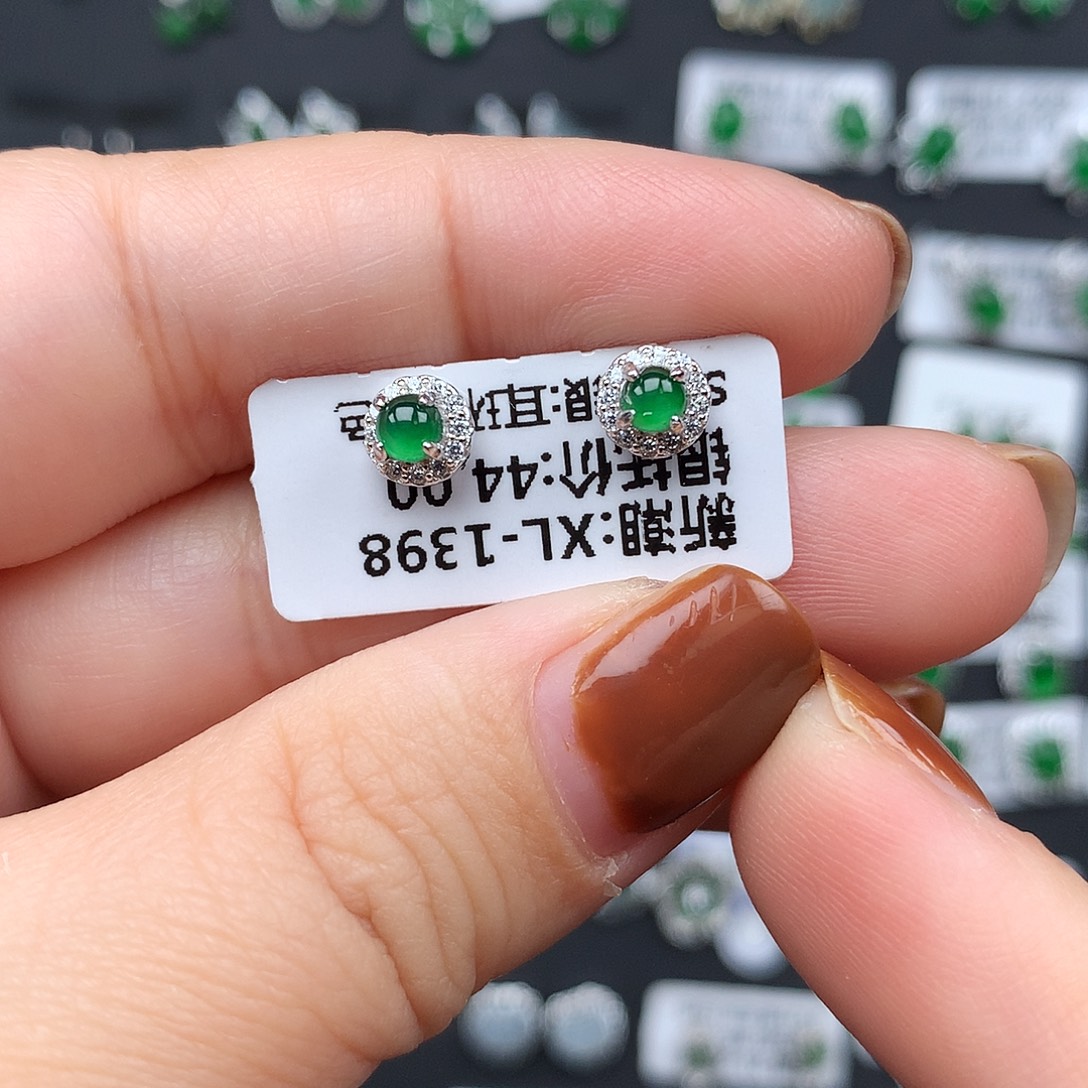 *****翡翠银S925镶嵌耳饰
