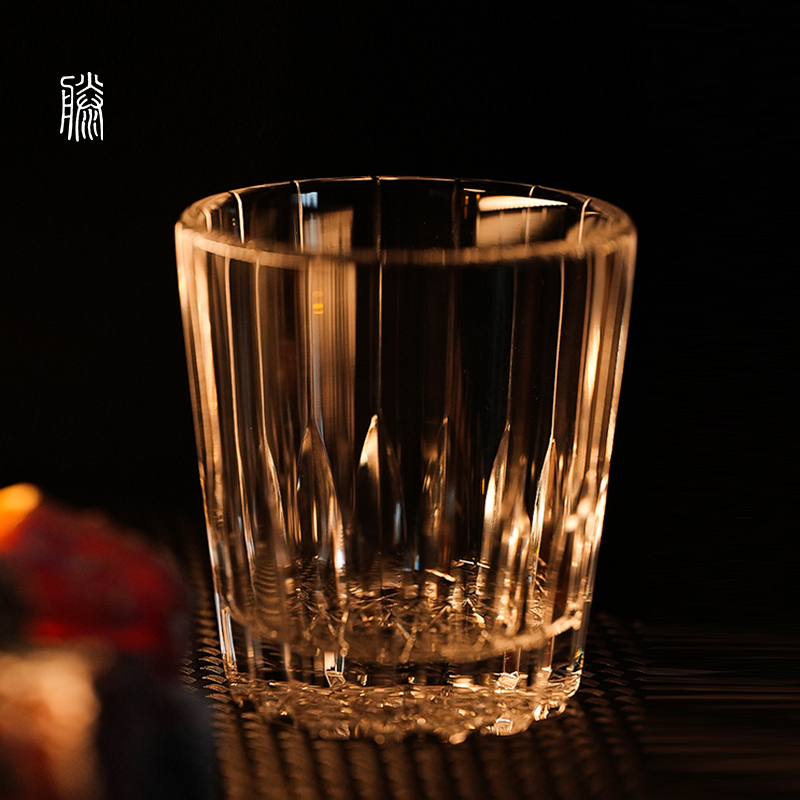 手工水晶雕刻江户切子【星芒】无铅高透高温家用调酒威士忌杯280ml