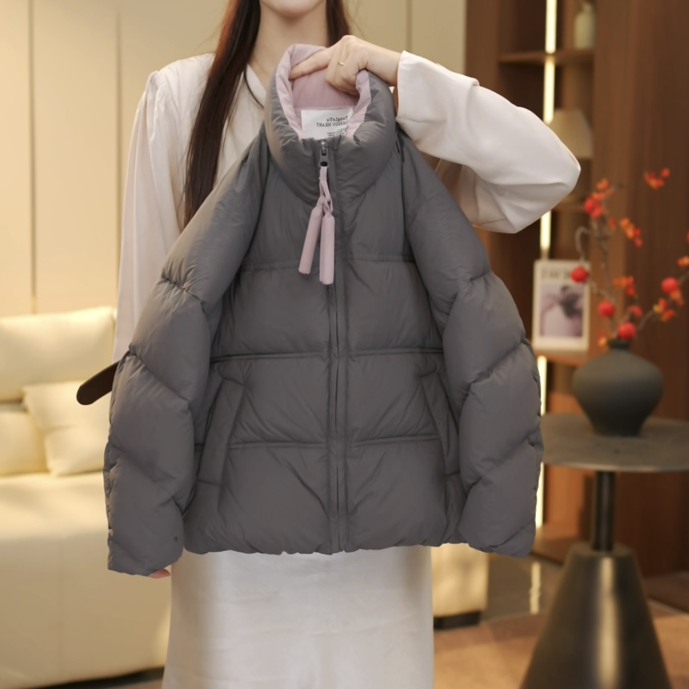 波波鹅女童新款冬季简约加厚保暖棉服外套--Y6165