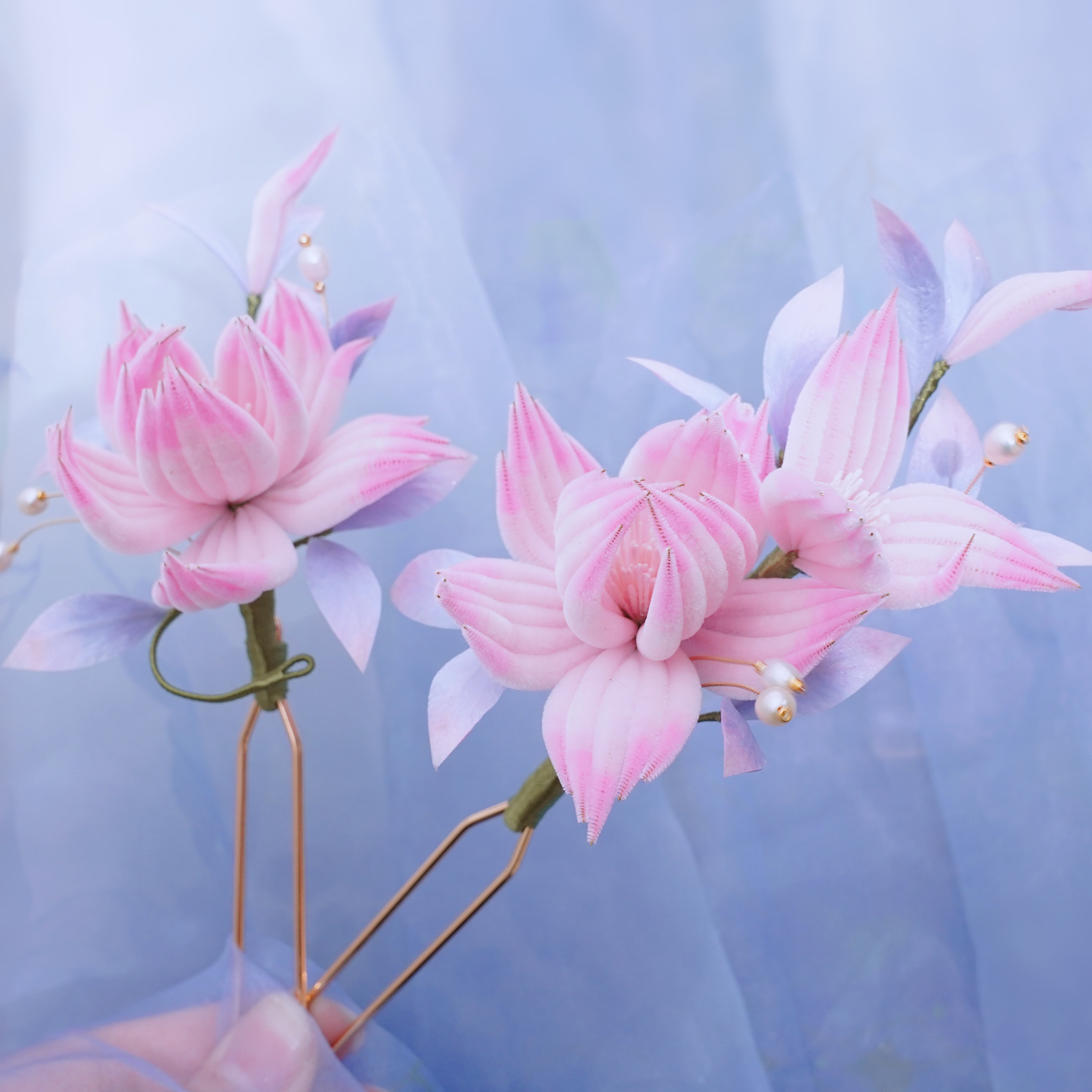 锦簪阁（惹惊鸿）非遗手工绒花细绒蝴蝶发钗古风发饰非遗传承