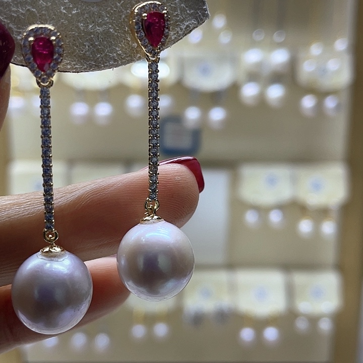 淡水珍珠耳饰银S925镶嵌