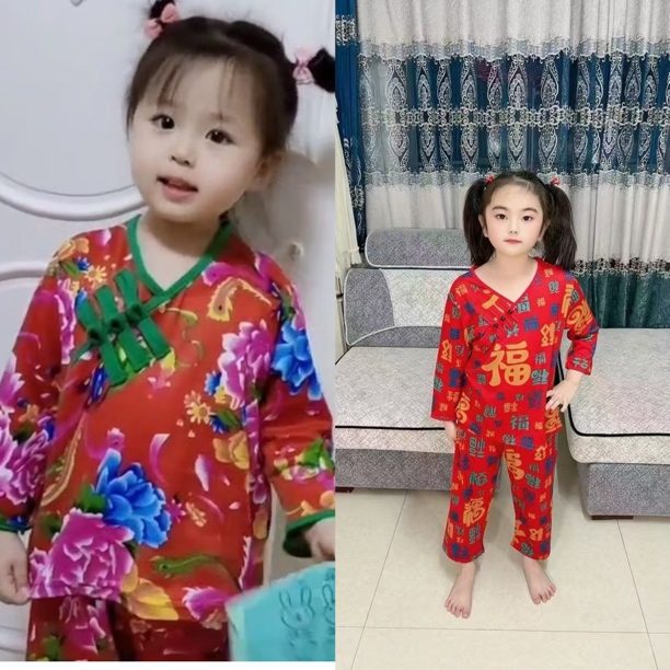 儿童家居服保暖中国风家居服套装家居服宝宝女宝女童